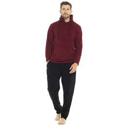 HT254 Men's Foxbury Polar Fleece Funnel NeckTop & Fleece Lounge Pants Burg/Blk-