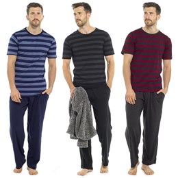 HT332C Mens Tom Franks Jersey Striped Tee & Bottoms PJ Set