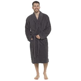 HT566GY Men's Pure Cotton  Towelling Robe - Grey