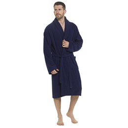 HT566NY Men's Pure Cotton  Towelling Robe - Navy