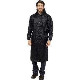JK516 ADULTS LONG WATERPROOF COAT - BLACK
