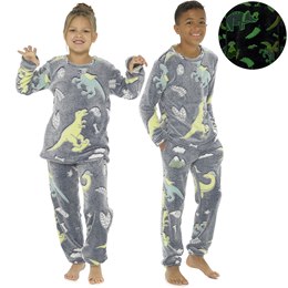 LN007 Kids Glow in the Dark Pyjama Set - Dinosaurs -