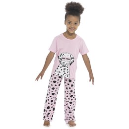 LN018 Kids Foxbury Dalmation with 3D Eyemask & Embroidery Pyjamas - Pink -