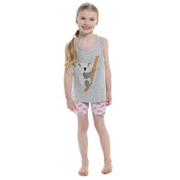 LN020 Kids Foxbury Koala Top & Shorts Set - Grey/Pink -