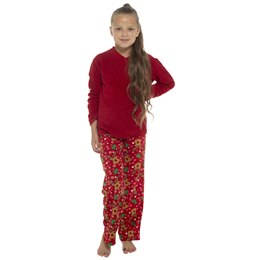 LN036STRD1112 Boys Micro Fleece X Mas Pyjama Set - Red - 11-12 years