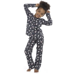 LN046 Girls Jersey Penguin Pocket top & AOP Bottoms with Scrunchie - Print -