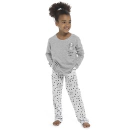 LN049 Girls Jersey Pocket Top w/Dalmatian Print PJ & Scrunchie - Grey Print -