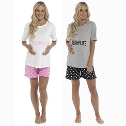 LN1359 Ladies Follow That Dream Maternity Printed Jersey Pyjama Shorts Set