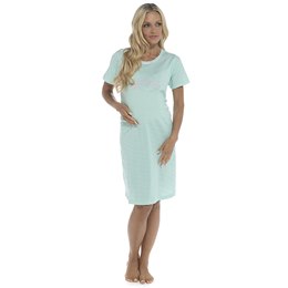 LN1617 Ladies Maternity Printed Stripe Jersey Nightie