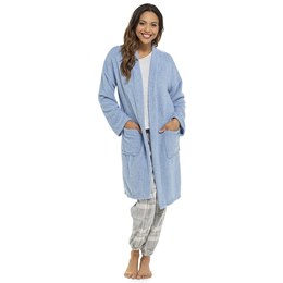 LN1632 Ladies Longline Edge to Edge Lounge Cardigan  - Blue