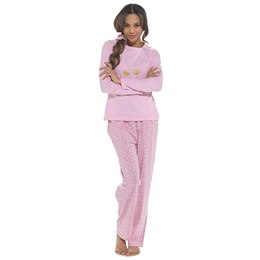 LN1663 Ladies  Follow That Dream Champagne Print Pyjama Set & Scrunchie