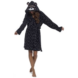 LN1669 Ladies Foxbury Panda Applique Embroidery with 3D Hood Knee Length Gown