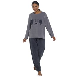 LN1671 Ladies Foxbury Cockapoo 3D Details Micro Fleece Top & Sherpa Bottoms PJ