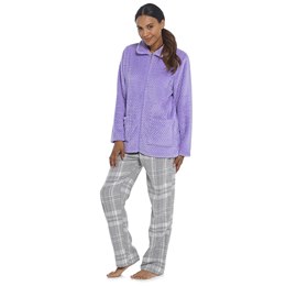 LN1692 Ladies Honeycomb Waffle Zip Bed Jacket in Lilac