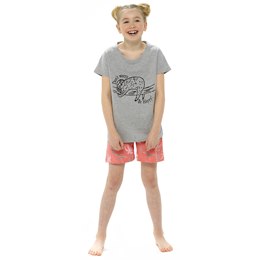 LN227 Girls Jersey Sloth Print Pyjama Short Set