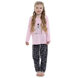 LN257 Girls Foxbury Giraffe Print Jersey Pyjama Set