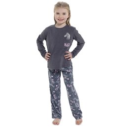 LN258 Girls Foxbury Jersey Pocket Detail Top & Zebra Print Bottoms