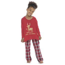 LN260 Girls Foxbury Merry & Bright Jersey Pyjama Set