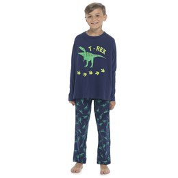 LN266 Boys Foxbury Dino Print Jersey Pyjama Set