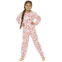 LN267 Girls Fleece Tie Dye Pyjama Set In Pink