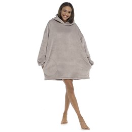 LN320 Adults Soft Touch Flannel Fleece Snuggle Hoodie - Mink