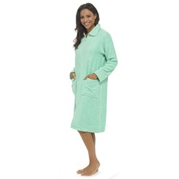 LN407 Ladies Long Sleeve Towelling Zip House Coat with YKK Zip - Mint