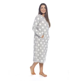 LN420 Ladies Soft Touch Polar Fleece with Button Placket - Grey with White Stars