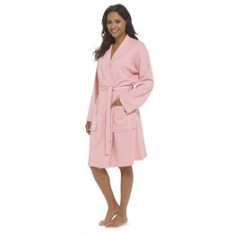 LN424 Ladies Texture Knitted Waffle Wrap Dressing Gown - Pink