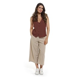 LN435 Ladies Linen Blend Button Unlined Waistcoat with Back Tie - Rust
