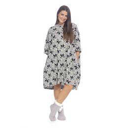 LN460 Ladies Short Sleeve Frenchie Print Jersey Nightie - One Size - Light Grey