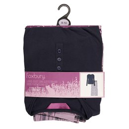 LN464 Ladies Jersey Top and Yarn Dyed Check Pants Pyjama Set - Navy/Lilac Check