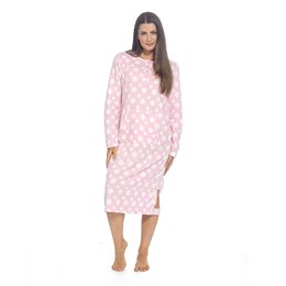 LN469 Ladies Soft Touch Polar Fleece with Button Placket - Pink with White Spots