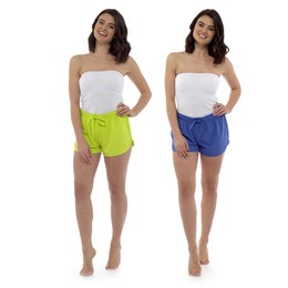 LN483FFNYLM LADIES 2 PACK BEACH SHORTS- NAVY AND LIME