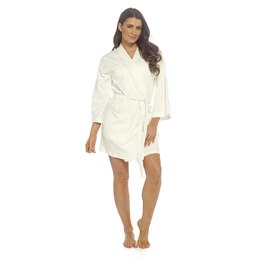 LN503 Ladies Kimono Large Waffle Robe with 3/4 Sleeves - White