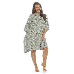 LN541 Ladies Oversized AOP Nightie  - Grey Marl with Seashell Print - One Size