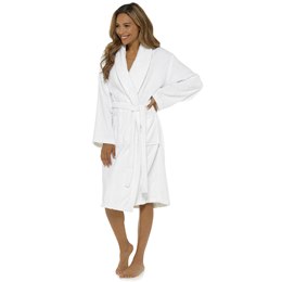 LN566WH Ladies Towelling Robe - White