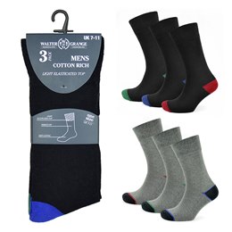 SK023 Men's 3 Pack Soft Top Socks (Heel & Toe)