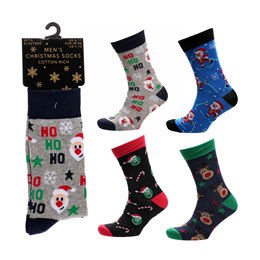 SK028 Mens Cotton Rich Christmas Design Socks