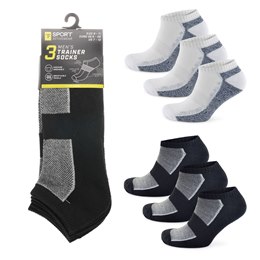 SK033A Mens 3 Pack Half Terry Trainer Socks