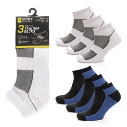 SK033B Mens 3 Pack Half Terry Trainer Socks