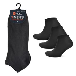 SK078 Mens 3 Pack Black Trainer Socks