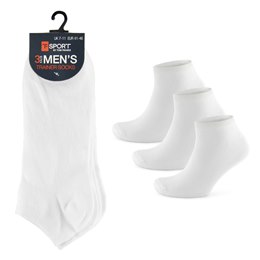 SK079 Mens 3 Pack White Trainer Socks