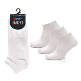 SK079A Mens 3 Pack White Trainer Socks with arch support and mesh