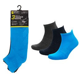 SK1018ASSTD Men's 3pk Gym Socks with Gripper - Assorted -One Size UK 6-11