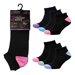 SK1038 Ladies 3Pk Twist Yarn H&T Trainer Socks