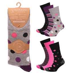 SK1045 Ladies 3pk Bamboo Non Elastic Design Socks