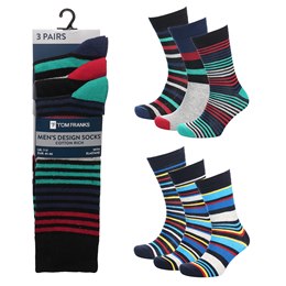 SK1047 Men's 3 Pack Stripe Socks -