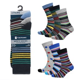 SK1047A Men's 3 Pack Stripe Socks -