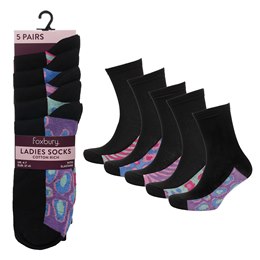 SK1049 Ladies 5 Pack H & T Socks with camo footbed -