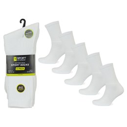 SK1058 Men's 5 Pack BIG FOOT White Premium Sports Sock - (UK 12-14)